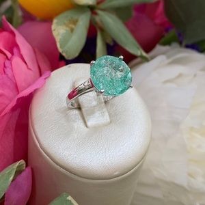 Sterling silver green quartz ring